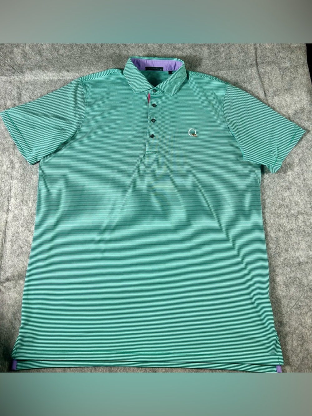 Greyson Green Striped Quail Hollow Logo Polo Size XL